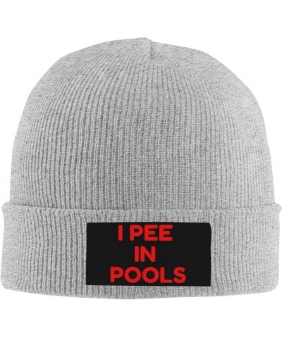 Funny I Pee in Pools, I Pee in Public Pools Beanie Hat Men Knit Hat Women Slouchy Skull Cap Knitted Hat Black Gray $11.31 Sku...