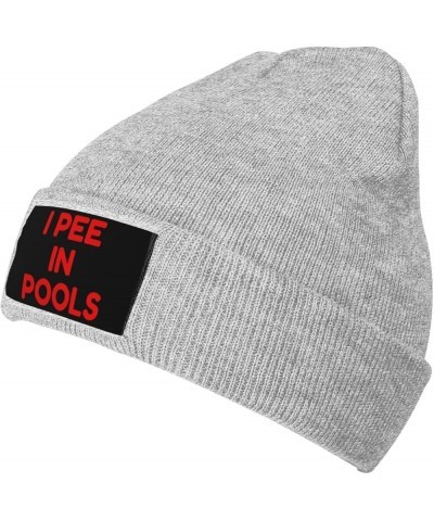 Funny I Pee in Pools, I Pee in Public Pools Beanie Hat Men Knit Hat Women Slouchy Skull Cap Knitted Hat Black Gray $11.31 Sku...