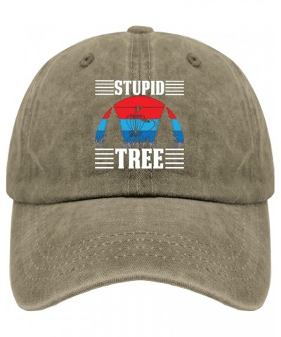 Stupid Tree Trucker hat Men's hat Mens Golf hat Gifts for Son Beach Hat Pigment Khaki $11.01 Sun Hats