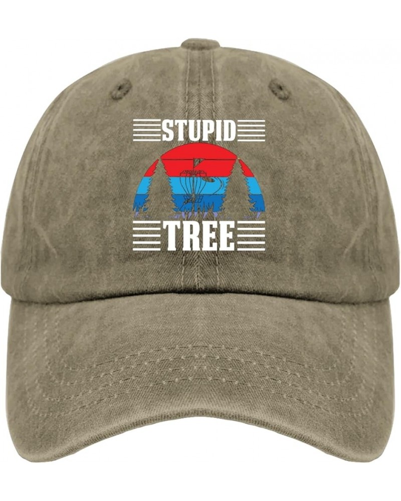 Stupid Tree Trucker hat Men's hat Mens Golf hat Gifts for Son Beach Hat Pigment Khaki $11.01 Sun Hats