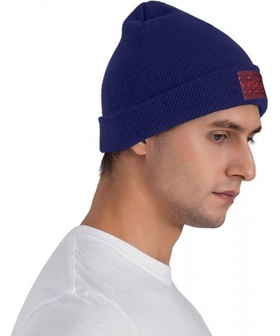 Serpentine Print Beanie Hat Adult Skull Cap Warm Slouchy Knit Skull Cap Headwear Gift for Men Women Navy Blue $12.17 Skullies...