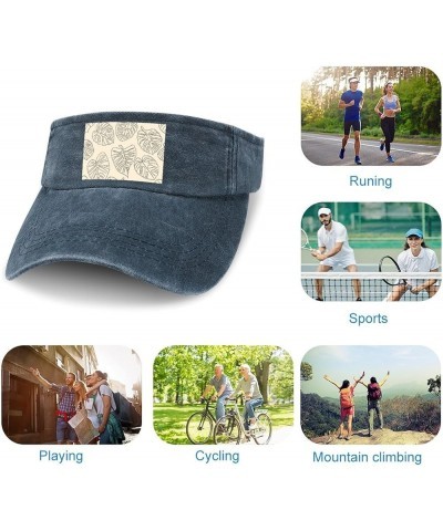 Leaf Line Art Sun Visor Hat Sunscreen Visor Cap Sport Empty Top for Men Women Baseball Cap Sports Sun Visor Caps Dark Navy Bl...