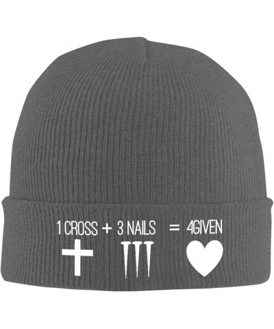 1 Cross 3 Nails 4 Given Christian Cross Winter Knitted Hat Soft Warm Beanie Hat Black Deep Heather $10.99 Skullies & Beanies