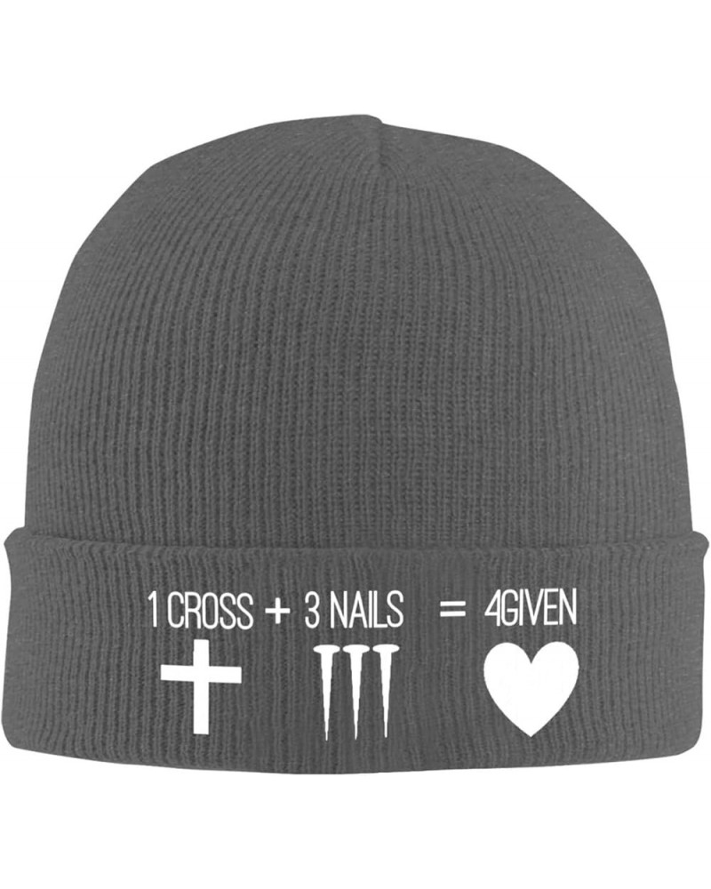 1 Cross 3 Nails 4 Given Christian Cross Winter Knitted Hat Soft Warm Beanie Hat Black Deep Heather $10.99 Skullies & Beanies