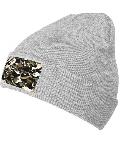 Camouflage Pattern Print Knitted Hat Daily Warm Hat,Soft Outdoor Beanie for Men Women,Eisure Doudou Hat Gray $12.76 Skullies ...