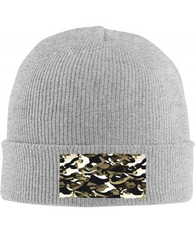 Camouflage Pattern Print Knitted Hat Daily Warm Hat,Soft Outdoor Beanie for Men Women,Eisure Doudou Hat Gray $12.76 Skullies ...