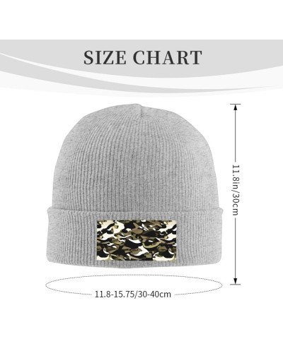 Camouflage Pattern Print Knitted Hat Daily Warm Hat,Soft Outdoor Beanie for Men Women,Eisure Doudou Hat Gray $12.76 Skullies ...