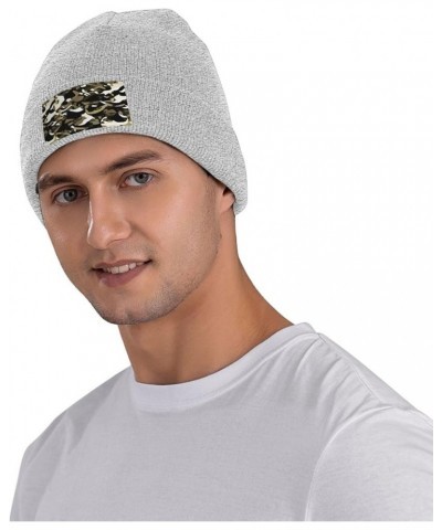 Camouflage Pattern Print Knitted Hat Daily Warm Hat,Soft Outdoor Beanie for Men Women,Eisure Doudou Hat Gray $12.76 Skullies ...