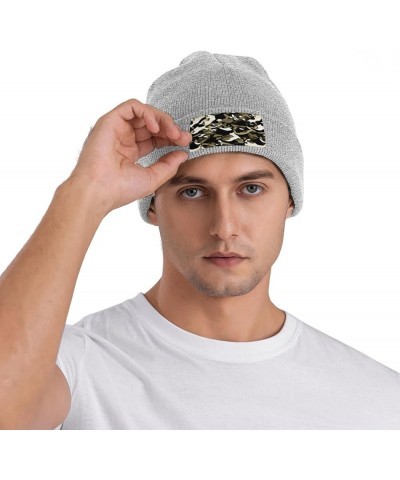 Camouflage Pattern Print Knitted Hat Daily Warm Hat,Soft Outdoor Beanie for Men Women,Eisure Doudou Hat Gray $12.76 Skullies ...