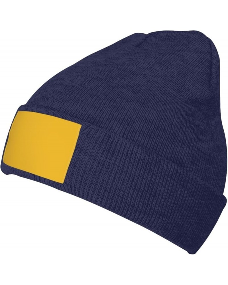 Black Knit Hat Cap Solid Color Gold Picture Soft Good Elasticity Suitable for Outdoor Sports Navy Blue $11.48 Skullies & Beanies