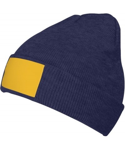 Black Knit Hat Cap Solid Color Gold Picture Soft Good Elasticity Suitable for Outdoor Sports Navy Blue $11.48 Skullies & Beanies