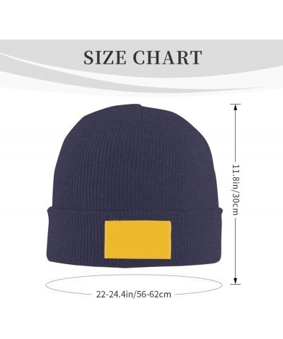 Black Knit Hat Cap Solid Color Gold Picture Soft Good Elasticity Suitable for Outdoor Sports Navy Blue $11.48 Skullies & Beanies