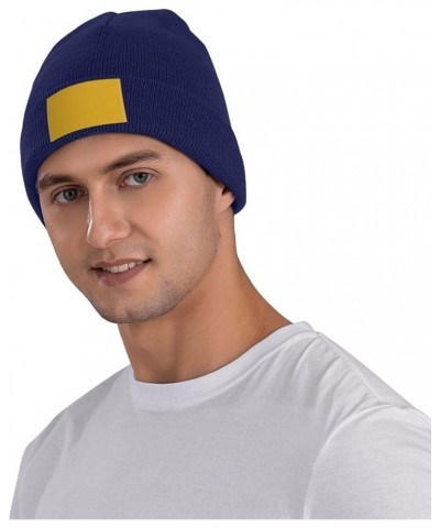 Black Knit Hat Cap Solid Color Gold Picture Soft Good Elasticity Suitable for Outdoor Sports Navy Blue $11.48 Skullies & Beanies