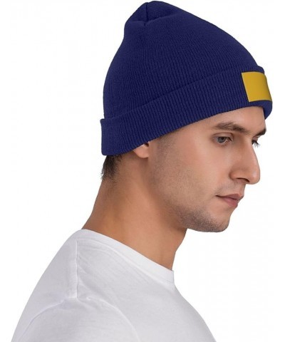 Black Knit Hat Cap Solid Color Gold Picture Soft Good Elasticity Suitable for Outdoor Sports Navy Blue $11.48 Skullies & Beanies