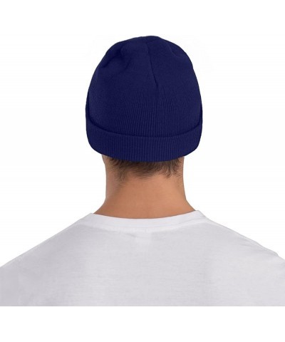 Black Knit Hat Cap Solid Color Gold Picture Soft Good Elasticity Suitable for Outdoor Sports Navy Blue $11.48 Skullies & Beanies