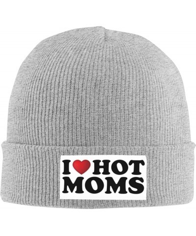 I Love Hot Moms Beanie Hat Men Knit Skull Cap Women Winter Warm Hat Knitted Hat Slouchy Stocking Hat Black Gray $11.76 Skulli...