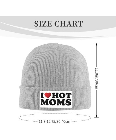 I Love Hot Moms Beanie Hat Men Knit Skull Cap Women Winter Warm Hat Knitted Hat Slouchy Stocking Hat Black Gray $11.76 Skulli...