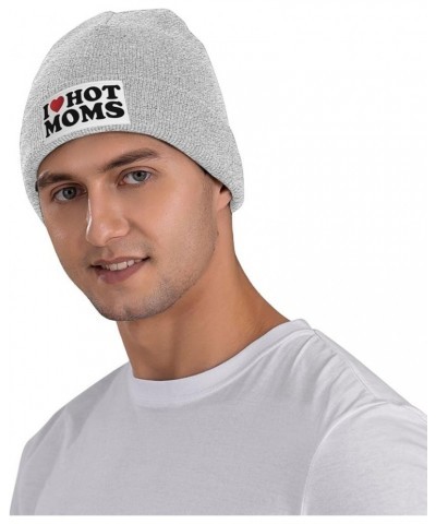 I Love Hot Moms Beanie Hat Men Knit Skull Cap Women Winter Warm Hat Knitted Hat Slouchy Stocking Hat Black Gray $11.76 Skulli...