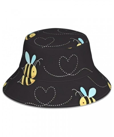 Reversible Reflective Bucket Hat for Men & Women - Cartoon Bumblebee Printed Fisherman Cap for Summer Travel and Beach Black ...