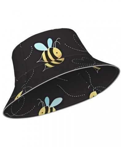 Reversible Reflective Bucket Hat for Men & Women - Cartoon Bumblebee Printed Fisherman Cap for Summer Travel and Beach Black ...