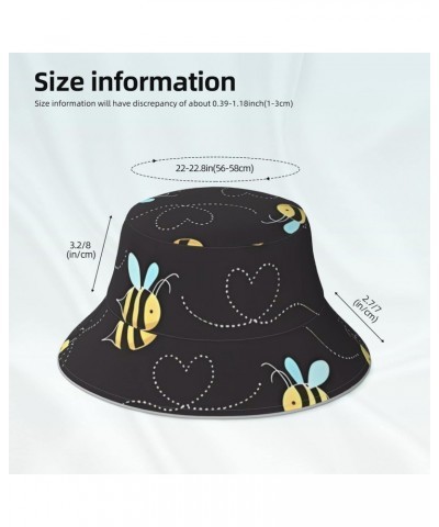 Reversible Reflective Bucket Hat for Men & Women - Cartoon Bumblebee Printed Fisherman Cap for Summer Travel and Beach Black ...