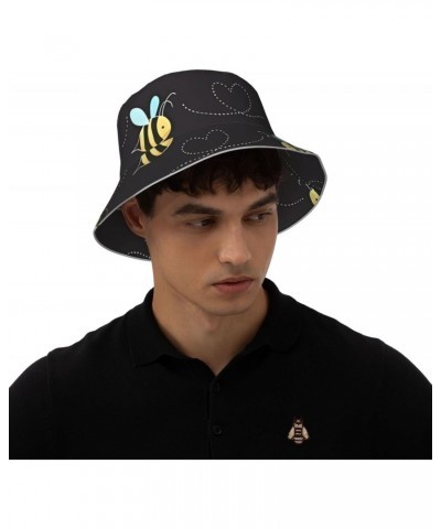 Reversible Reflective Bucket Hat for Men & Women - Cartoon Bumblebee Printed Fisherman Cap for Summer Travel and Beach Black ...