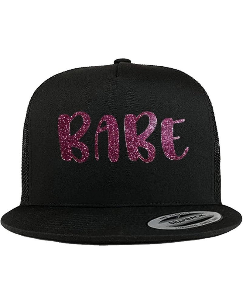 Baseball Cap Glitter Letter Design Men Women Mesh Back Trucker Sport Adjustable Snapback Hat Black-red Babe $12.48 Baseball Caps