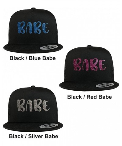 Baseball Cap Glitter Letter Design Men Women Mesh Back Trucker Sport Adjustable Snapback Hat Black-red Babe $12.48 Baseball Caps