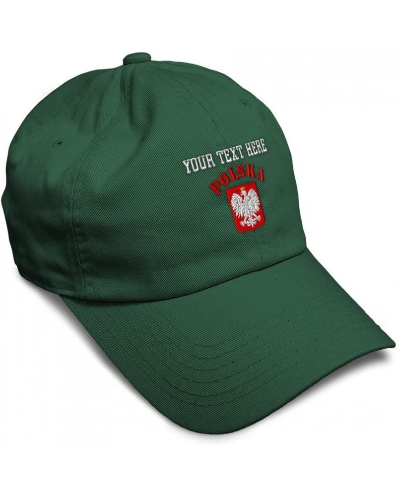 Soft Baseball Cap Poland Polska Seal Flag Embroidery Flags World Cup Soccer Cotton Dad Hats for Men & Women Forest Green Pers...