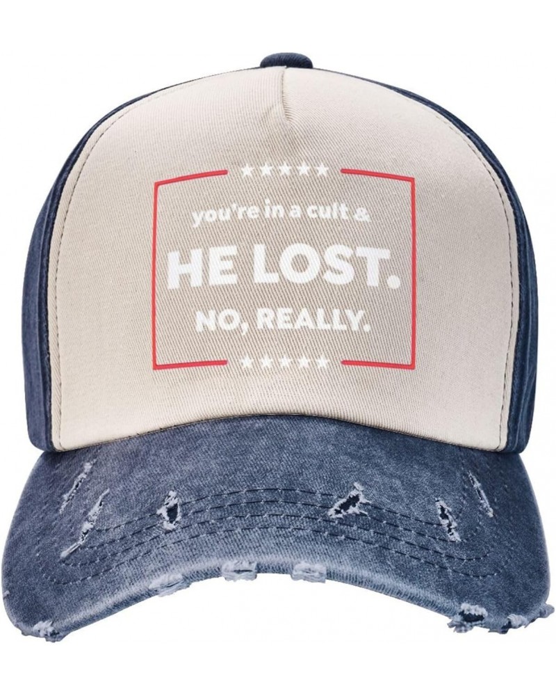 Anti Trump You're in A Cult and He Lost No Really Upgrade Your Style with Funny Adjustable Cotton Baseball Caps for Men and W...