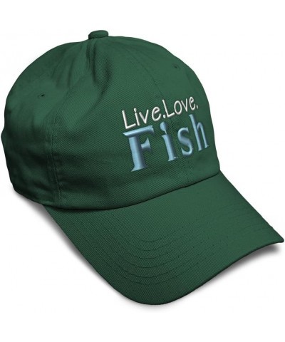 Soft Baseball Cap Live Love Fish Cotton Dad Hats for Men & Women Forest Green $17.09 Baseball Caps