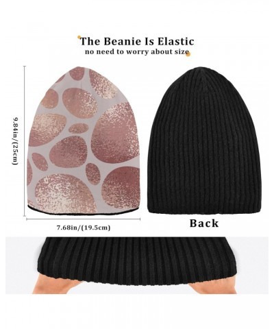 Rose Gold Elegant Texture Abstract Pattern Warm Fleece Lined Hat Vintage Stylish Women Men Beanie Hat Black $12.09 Skullies &...