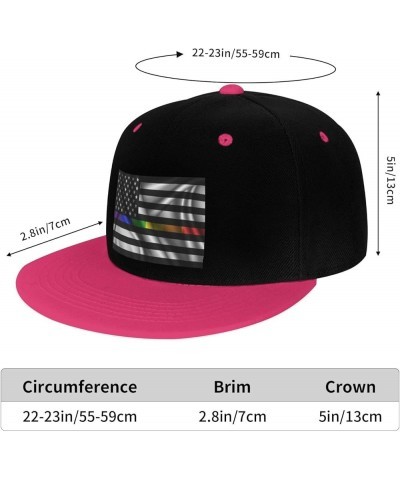 Silk Style United States Rainbow Fine Line Flag Snapback Hat for Men Women Baseball Cap Trucker Flat Bill Hats Dad Caps Pink ...