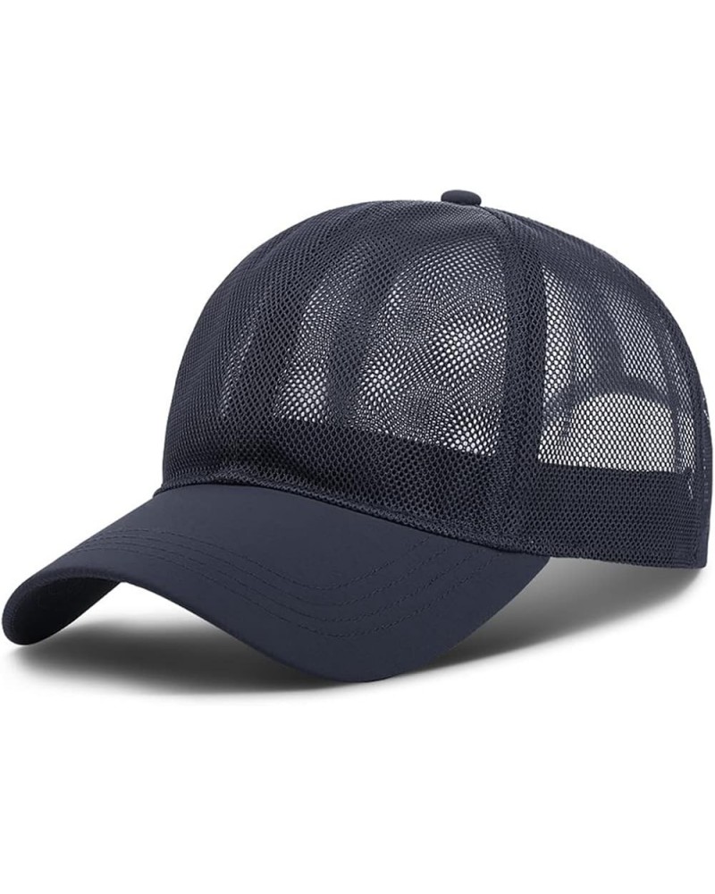 Breathable Sun Hat Summer Outdoor Mesh Cap Baseball Cap for Men Women(Black) Navy Blue $6.79 Baseball Caps