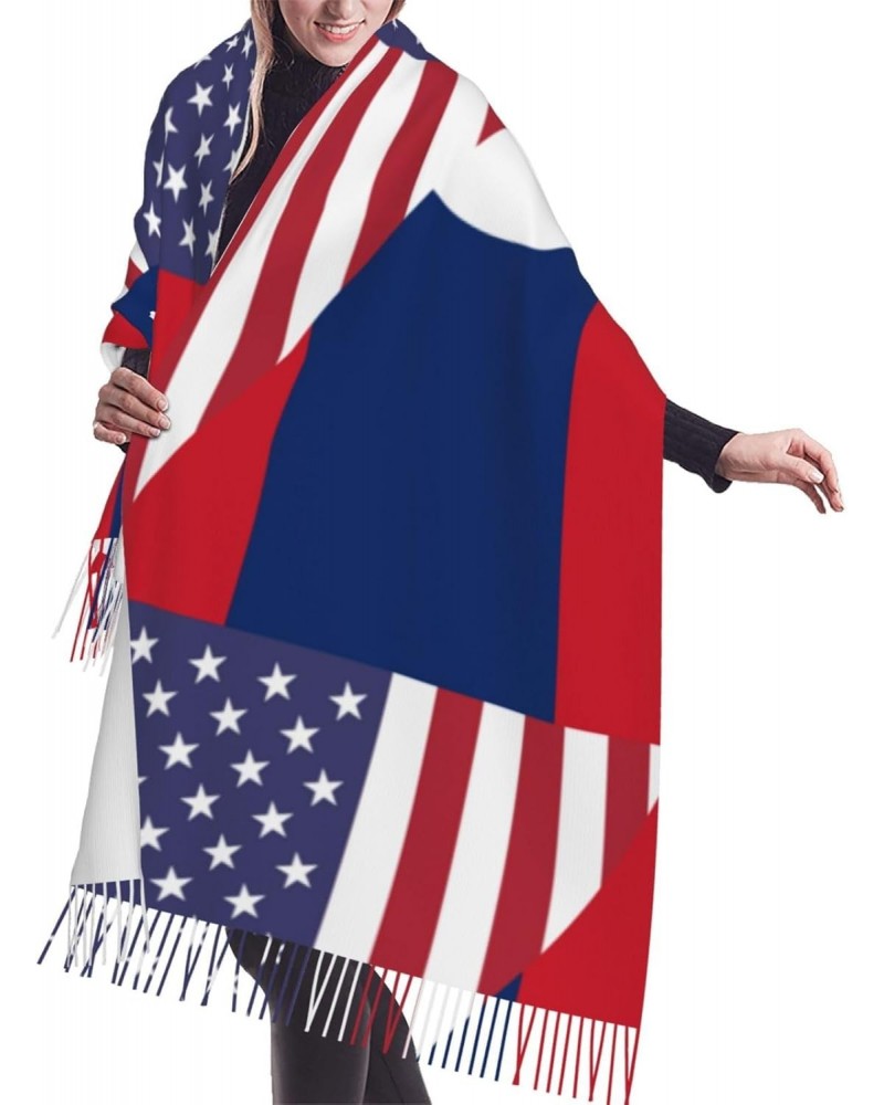 America Laos Friendship Flag Embrace Elegance Fringed Scarf Comfort Luxury Warm 27inÃ—77in $21.58 Scarves