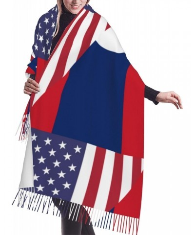 America Laos Friendship Flag Embrace Elegance Fringed Scarf Comfort Luxury Warm 27inÃ—77in $21.58 Scarves