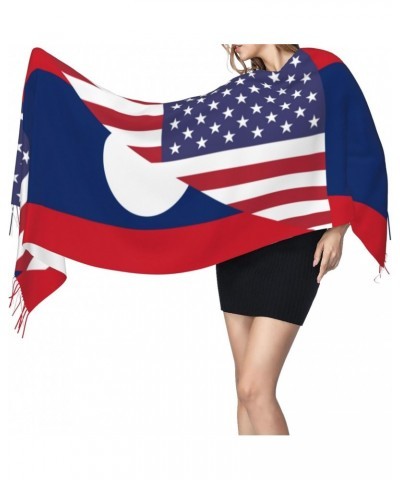 America Laos Friendship Flag Embrace Elegance Fringed Scarf Comfort Luxury Warm 27inÃ—77in $21.58 Scarves