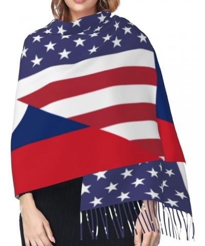 America Laos Friendship Flag Embrace Elegance Fringed Scarf Comfort Luxury Warm 27inÃ—77in $21.58 Scarves