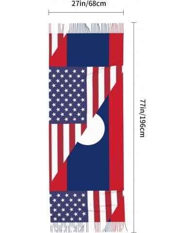 America Laos Friendship Flag Embrace Elegance Fringed Scarf Comfort Luxury Warm 27inÃ—77in $21.58 Scarves