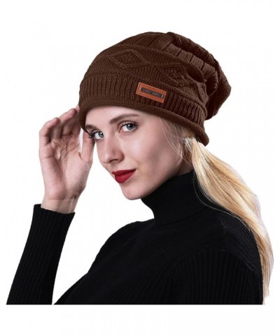 Knitted Hat Thick Soft Warm Thick Hat Without A Hood Suitable for Both Men and Women Hats Cover Ears Hats Coffee 5 $8.90 Skul...