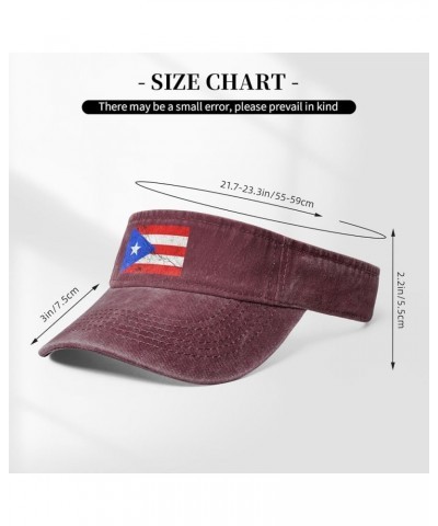 Flag of Puerto Rico Texture Effect Sun Visor Hats for Women Men Sun Hat Vintage Golf Hat Adjustable Baseball Cap Red $10.89 V...