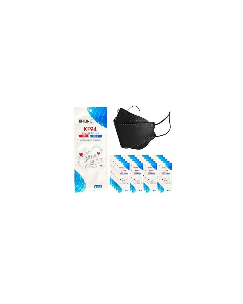 [30 Pack]Kf94 Masks [Individually Packaged] Unisex, 4-Layer Mask, Tri-Folding Style for Adult and Older (30Pcs, Pink) Black 3...