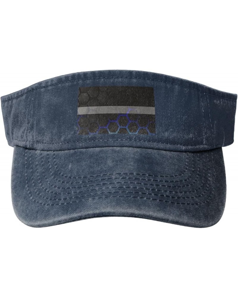 Honeycomb Style Thin Silver Line Flag Sun Hat Sun Visor Hats for Women Men Baseball Cap Golf Hats Navy Blue $13.02 Visors