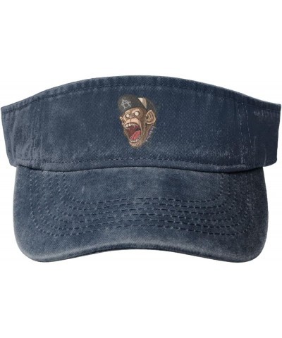 Screaming Monkeys Sun Visor Hats for Women Men Sun Hat Cotton Golf Hat Vintage Baseball Cap Navy Blue $13.30 Visors