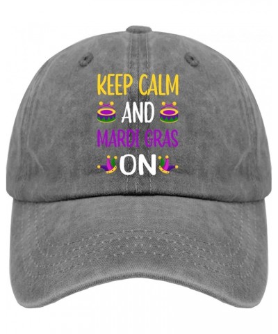 Keep Calm and Mardi Gras On Hats Custom Hats for Men Pigment Black Black Bucket Hat Gifts for Son Hiking Cap Pigment Gray $9....