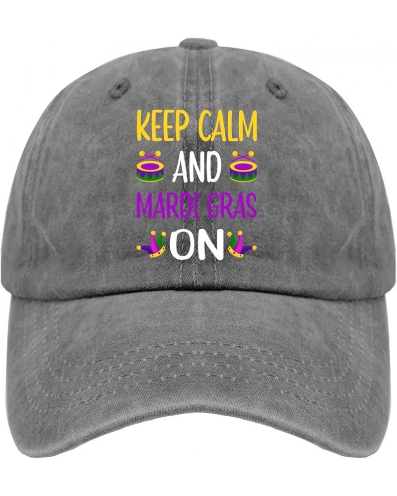 Keep Calm and Mardi Gras On Hats Custom Hats for Men Pigment Black Black Bucket Hat Gifts for Son Hiking Cap Pigment Gray $9....