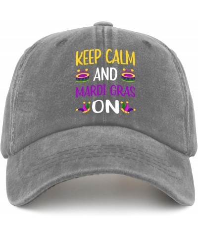 Keep Calm and Mardi Gras On Hats Custom Hats for Men Pigment Black Black Bucket Hat Gifts for Son Hiking Cap Pigment Gray $9....