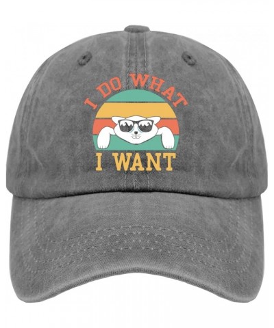 Womens Sun hat Funny cat I do What I Want Summer hat Gym hat Gifts for Grandpa Cycling Caps Pigment Gray $14.14 Sun Hats