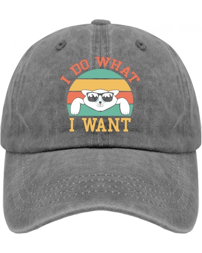 Womens Sun hat Funny cat I do What I Want Summer hat Gym hat Gifts for Grandpa Cycling Caps Pigment Gray $14.14 Sun Hats