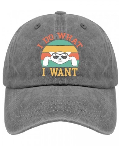 Womens Sun hat Funny cat I do What I Want Summer hat Gym hat Gifts for Grandpa Cycling Caps Pigment Gray $14.14 Sun Hats